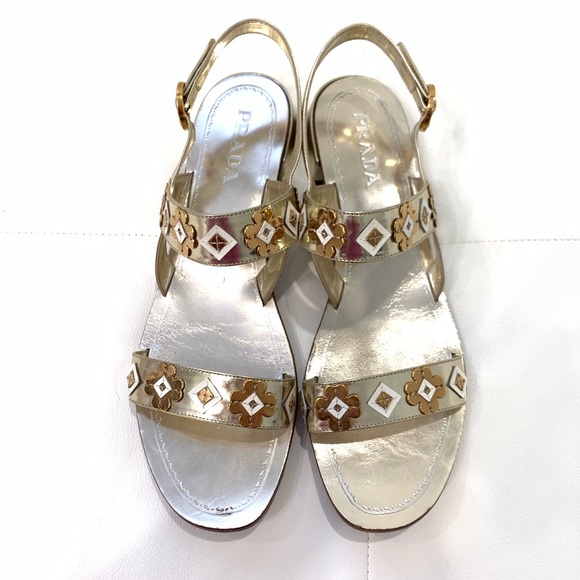 PRADA Flower Application Sandals Sz 41 - Picture 2 of 6